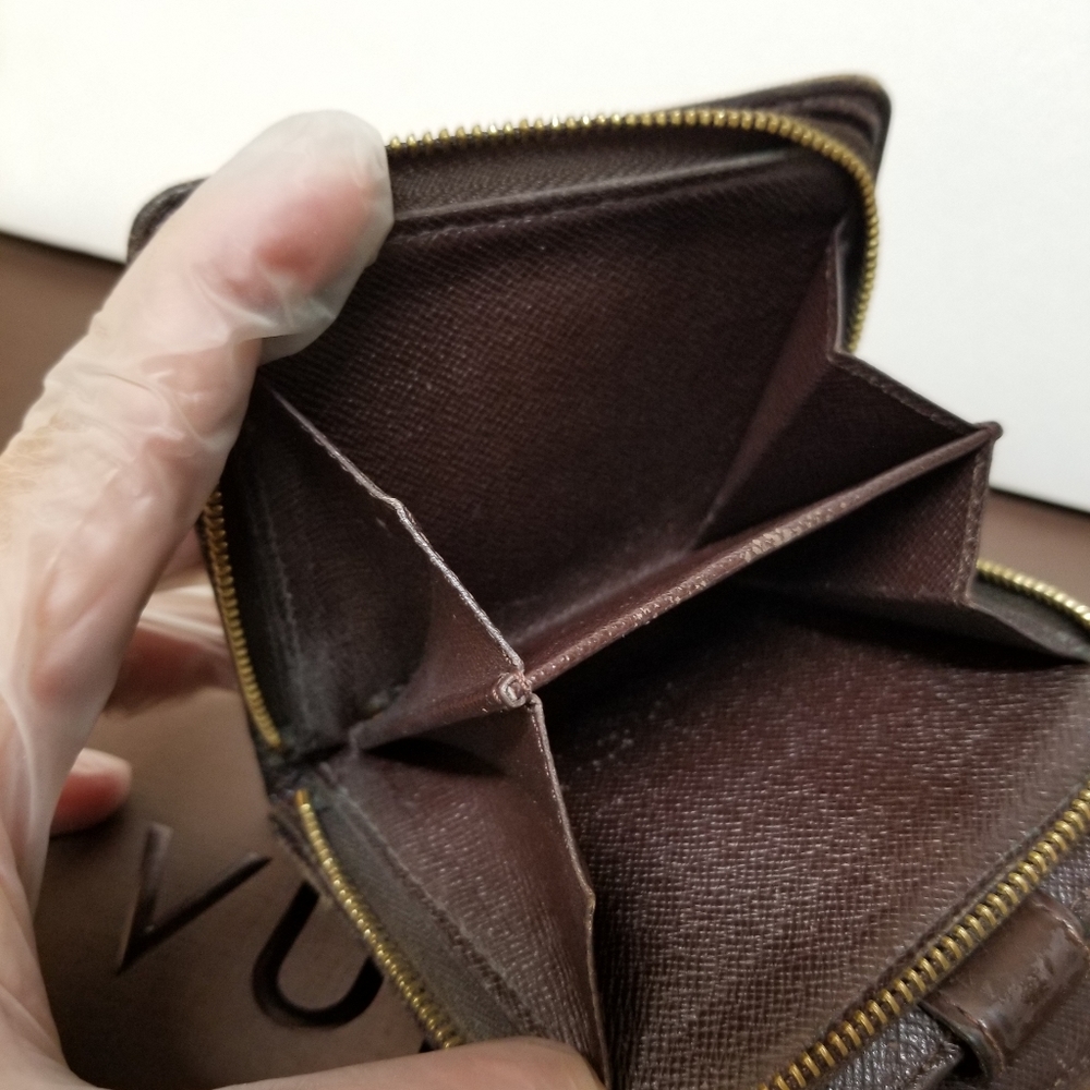 LOUIS VUITTON Damier ebene zipper compact wall #11 - Picture 15 of 16